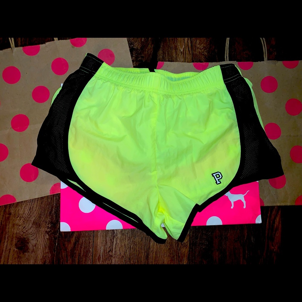 NEW VS PINK size SMALL neon yellow active shorts